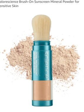 Colorescience Brush-On Mineral Powder SPF Brush in Neutral Beige - Teal Case
